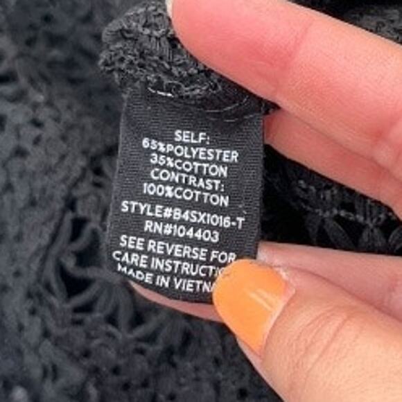 Blu Pepper 2-pc set outfit button shirt & shorts medium black crochet lace NWT - Picture 3 of 9